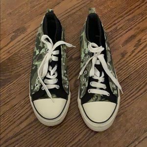 Camo and Black Converse Style Sneakers